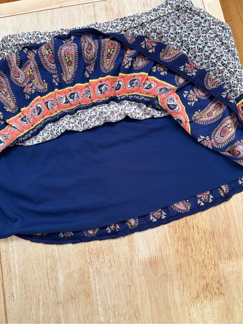Alya Boho Paisley Mixed Print Lined Mini Skirt Size Large Cottagecore Festival - Picture 2 of 7